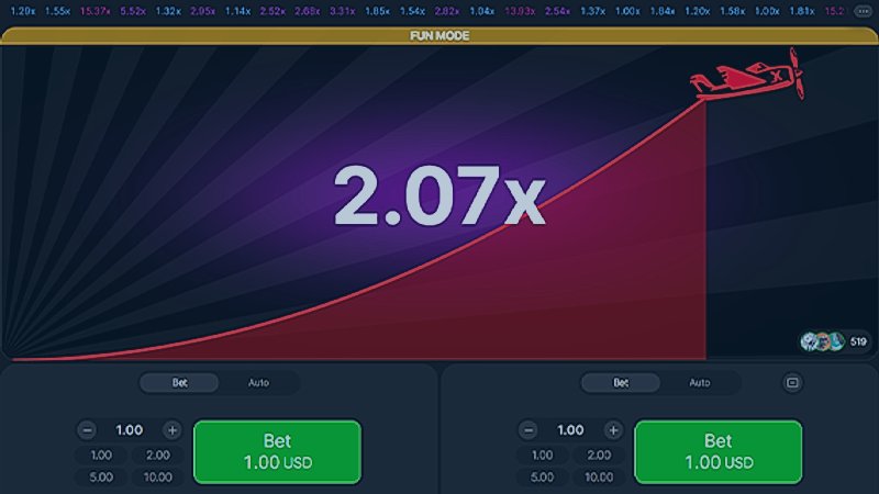 Aviator Crash Game Interface - Cashout Button und Multiplikator